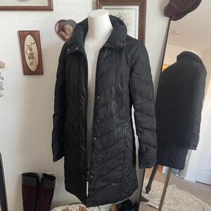Kenneth‎ Cole Reaction Long Quilted Puffer Coat Black Winter Jacket